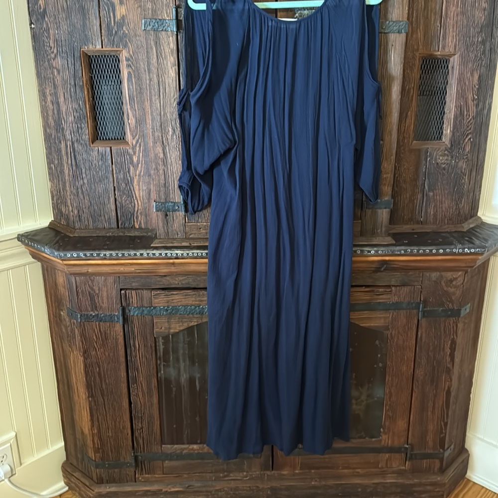 Johnny Was Navy Cotton Maxi Dress Medium EUC - Picture 10 of 14